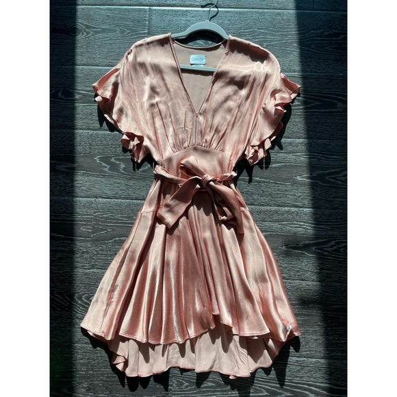 SAYLOR SATIN MINI DRESS SIZE SMALL BLUSH - Picture 1 of 5
